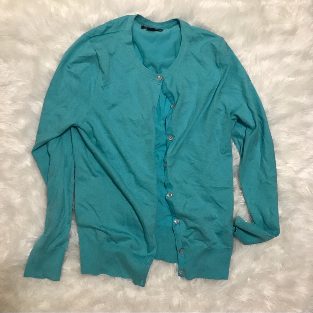 Blue librarian button up cardigan